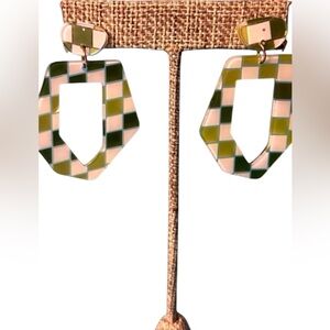 Geometric Green and White Earrings.
BUY 2 GET 1 FREE!!